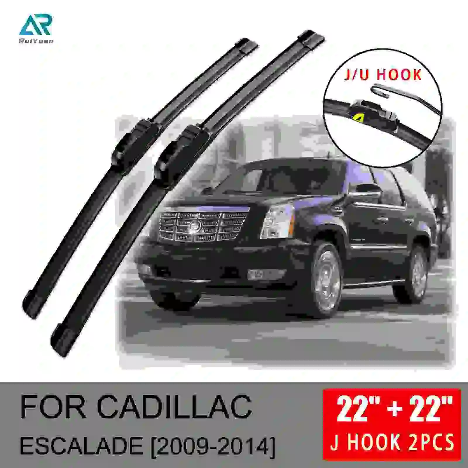 

For Cadillac Escalade 2009 2010 2011 2012 2013 2014 Front Wiper Blades Brushes Cutter Accessories U J Hook