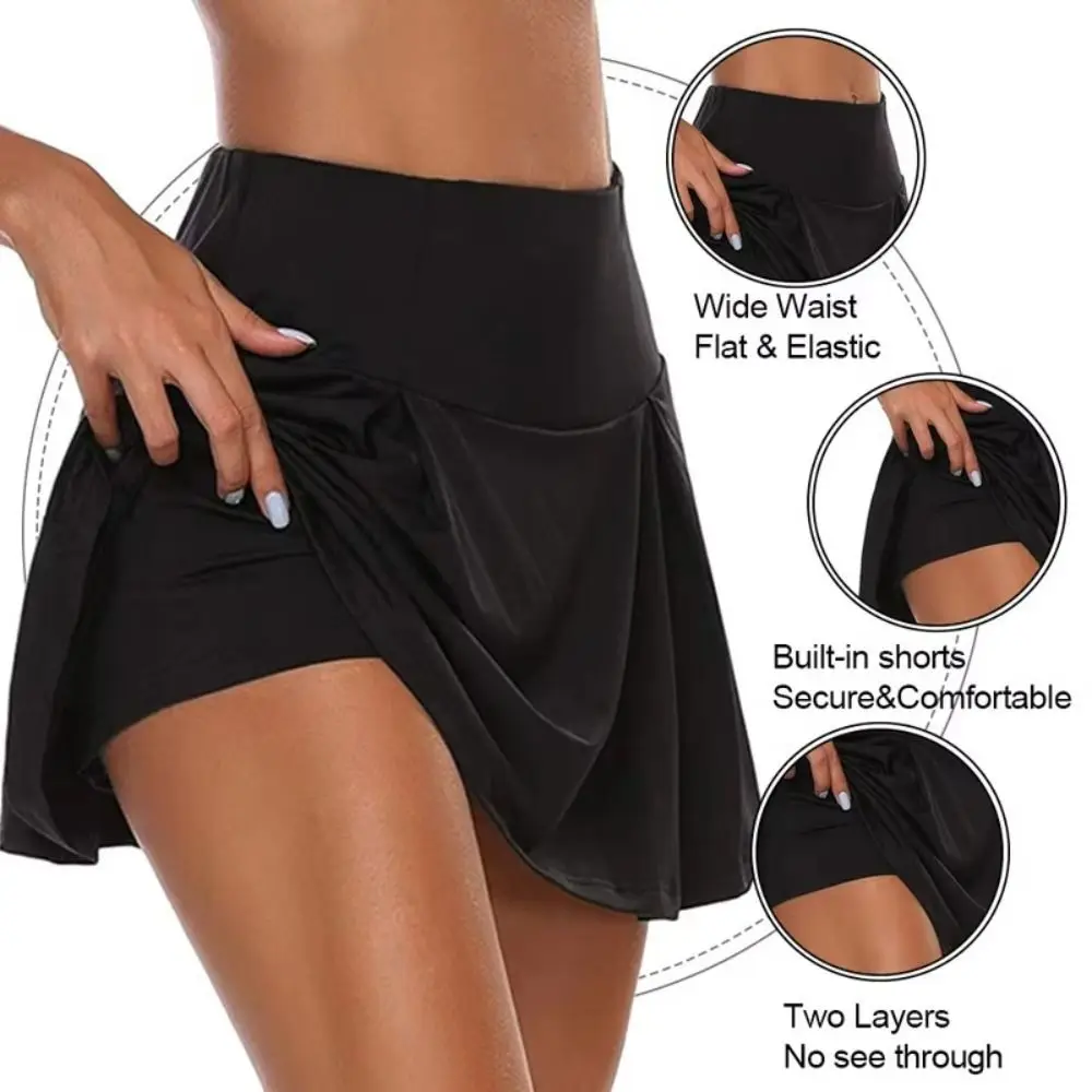 

Soft Women Pleated Tennis Skirt Sweet Teens High Waisted Golf Skorts Breathable Dress Mini Summer Sport Skirt Female