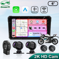 GreenYi 6'' Wireless Apple Carplay 2K HD Motorcycle DVR GPS Track Navigation Android Auto IP68 Waterproof Camera Portable Device