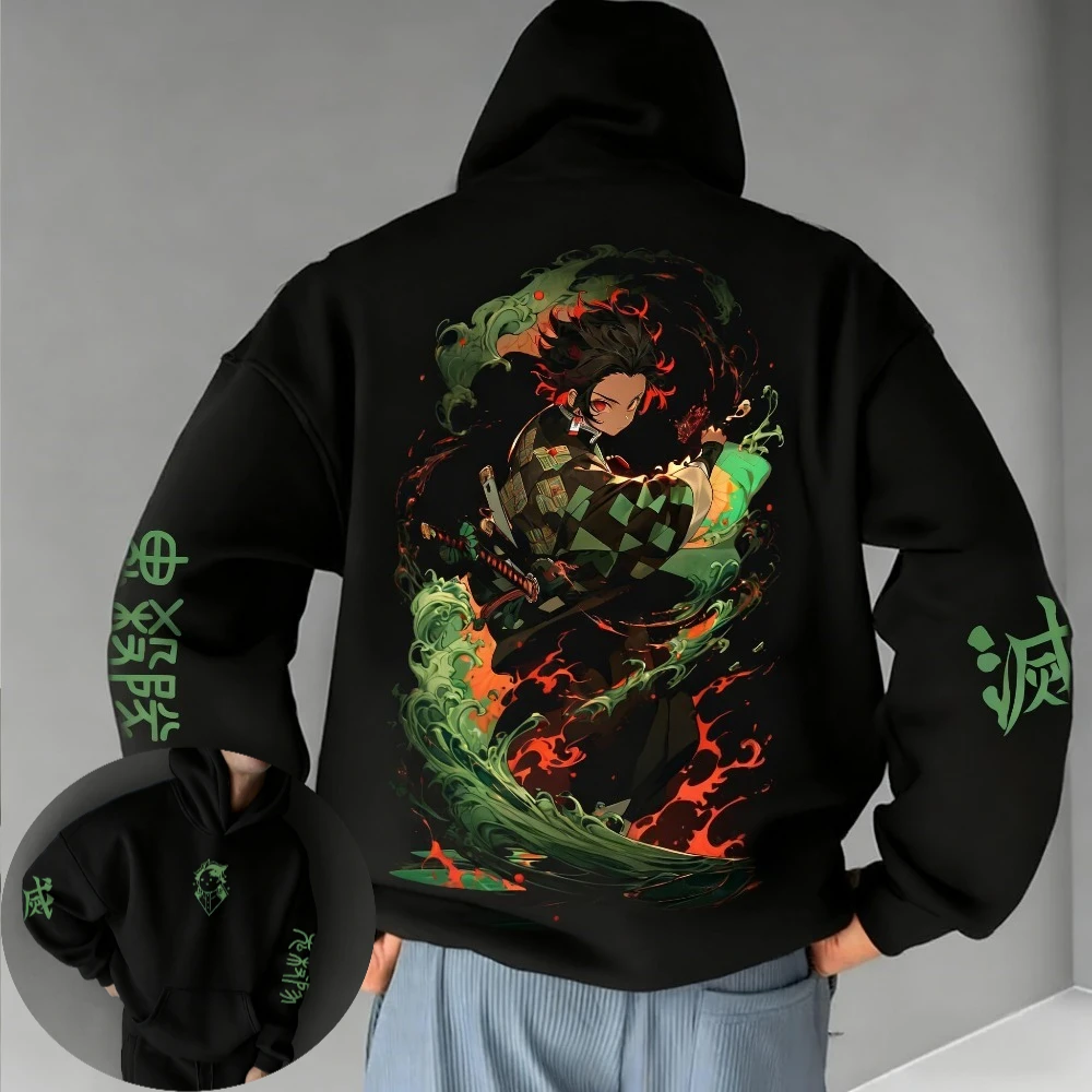 鬼滅の刃 メンズ パーカー スウェットシャツ 竈門炭治郎 アニメ 春秋冬 男の子 レトロ 長袖 親子コーデ