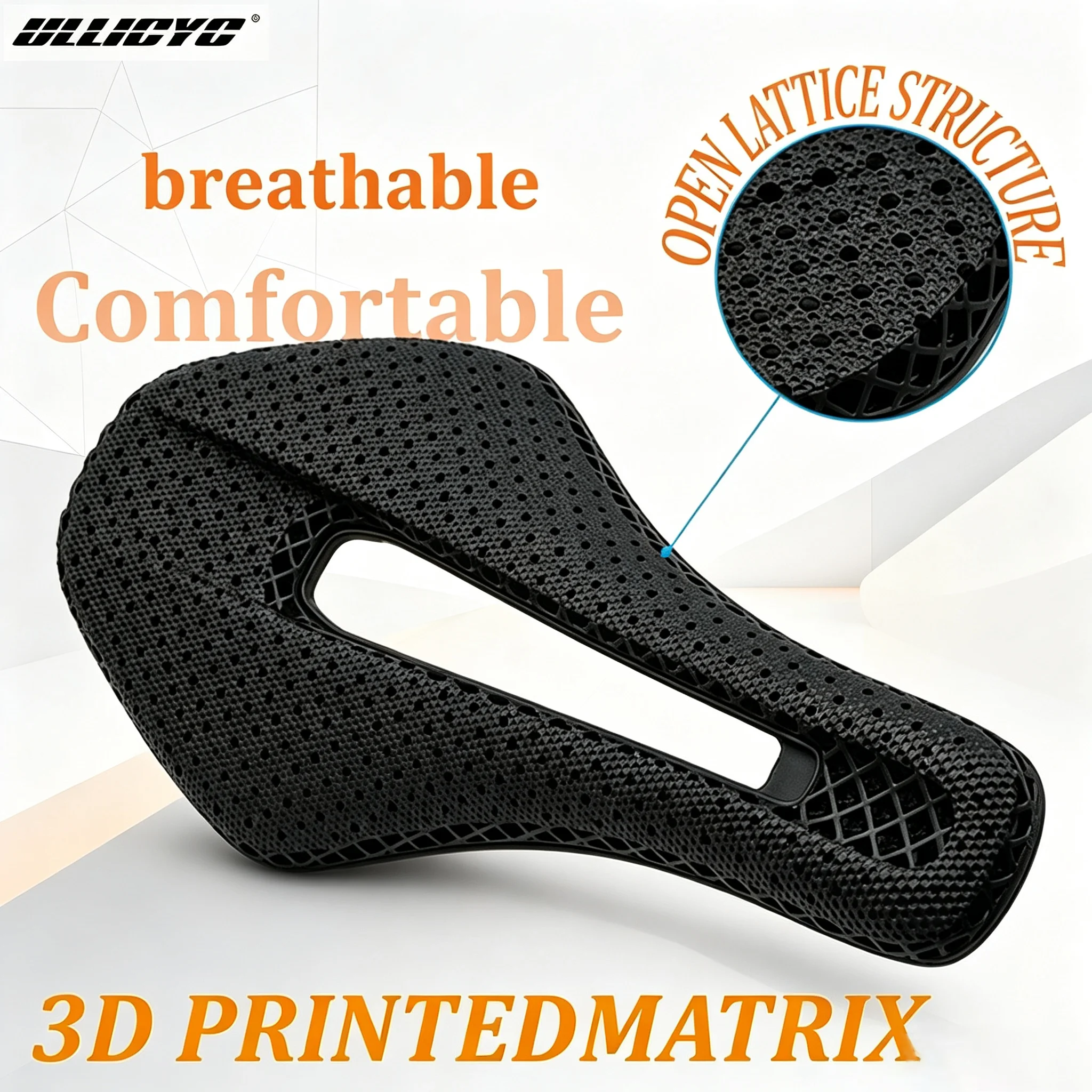 ULLICYC Full-Carbon Shell 3D Printed Saddle,Oval Carbon Rails,Hollow Breathable,For Road Racing Bike/MTB,bike seat,Accessories