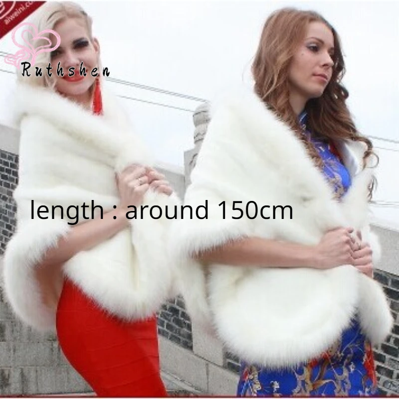 Ivory Faux Fur Wedding Cape Woman Fall Winter 웨딩액세서리 Warm Shrug Bridal Wraps Tapados Para Vestidos De Fiesta