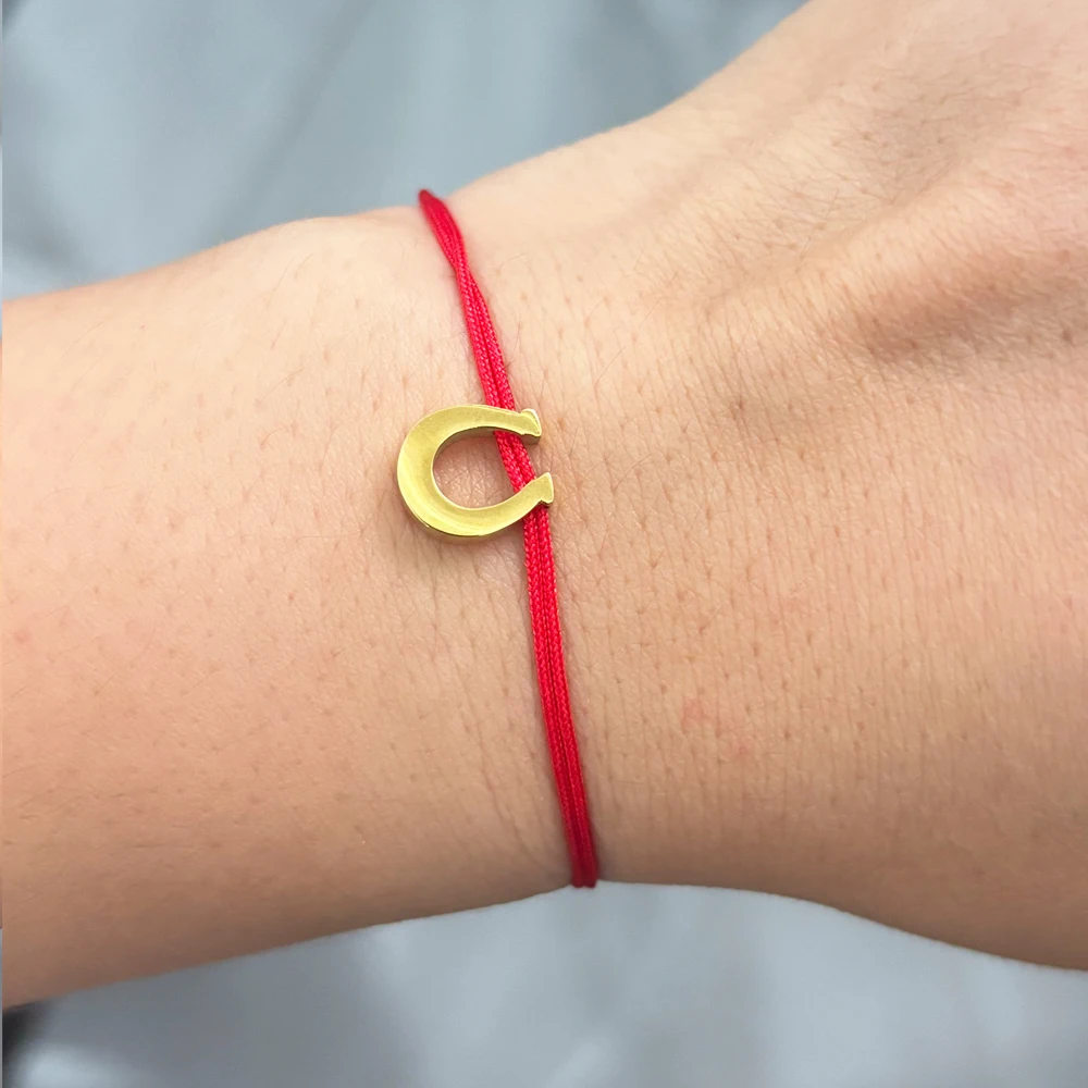 Cute Handmade Gloosy Steel Glossy Wishbone Charm Red Black Woven Rope Bracelet Elastric Red Black String Handmade Jewelry