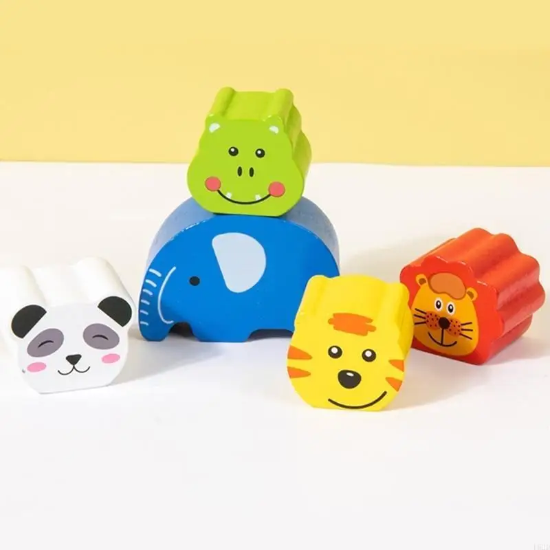 F62d Game Contreming Game Rainbows Wooden Clocks الأشكال الحيوانية لتوازن الأطفال