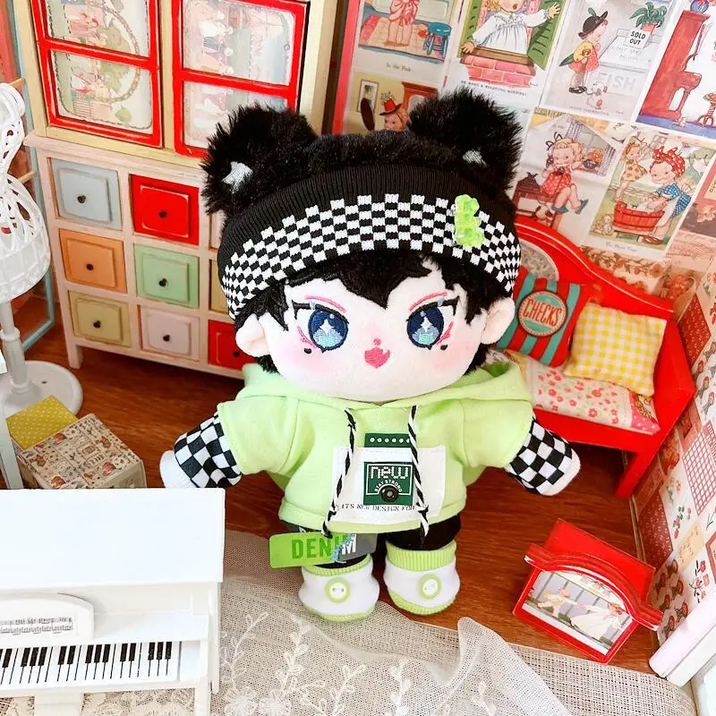 1 Set pakaian boneka untuk boneka idola 20cm, bando sepatu dengan tudung, aksesori pakaian untuk hadiah boneka katun Super Star