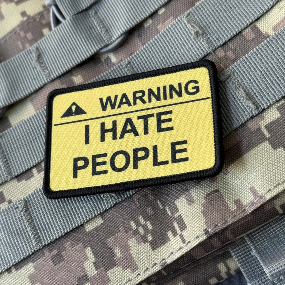 Parche de moral I Hate People con velcro – Insignia táctica para mochila