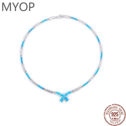 MYOP Simple Style Elegant And Decent Strong Woman Aura 2023 Jewelry 925 Sterling Silver Opal Necklace