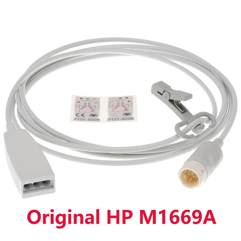 Original HP M1669A 3-Lead Trunk ECG Cable,AHA/IEC Labels Included,For M1001B M1002B M3000A M3001A M3002A MP2 M8102A MP5 M8105A.