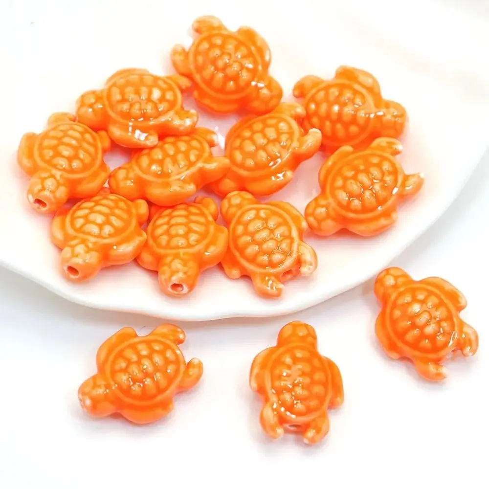10pcs Handmade Craft Sea Turtle Bead Fresh Color Fashion Ceramic Spacer Loose Beads DIY Accessories Bracelet Making Kit