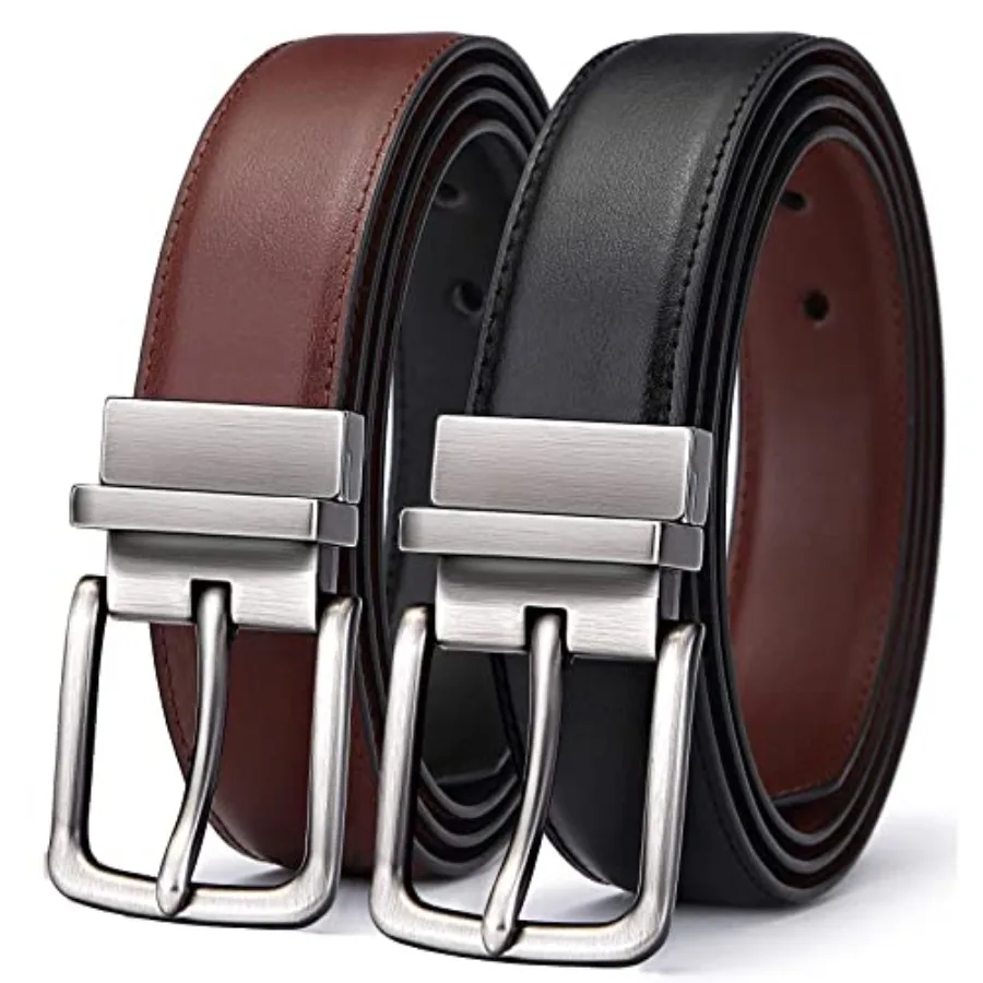 

Men's Belt,Reversible Belt Adjustable For Gift Men 1.25”-Cut For Fit-2 Sides in 1 Belt(Not 2),32"-34"Waist Adjustable