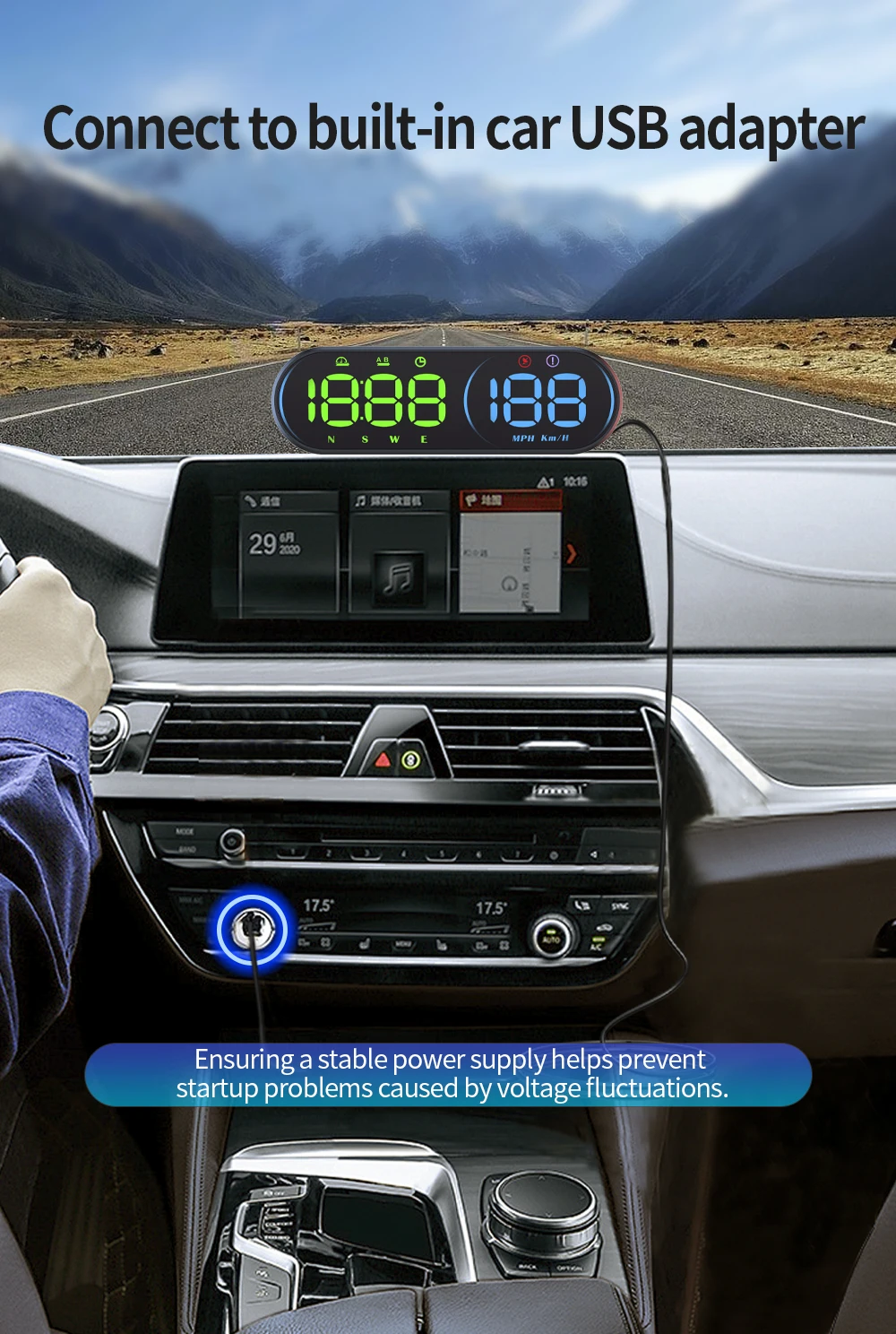 G26 Head-up-Display (HUD) Auto-GPS-LED-Smart-Digital-Tachometer KM/H MPH Übergeschwindigkeitswarnung für LKW SUV Motorrad Zubehör – Detail 20