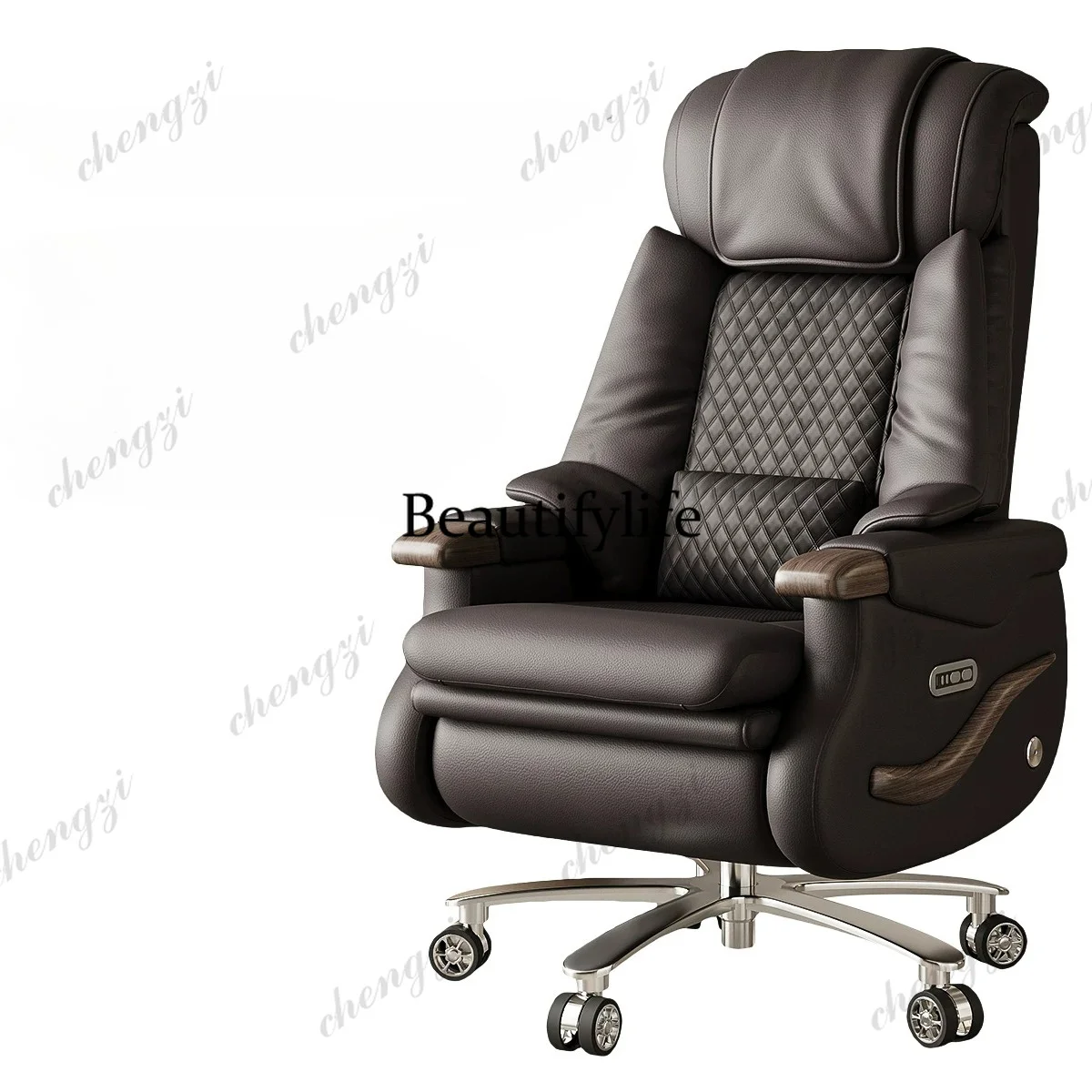 Light luxury leather electric large class kneading massage chair ventilation and temperature control office boss chair