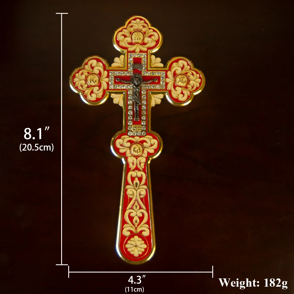 Orthodox Jesus Cross Prayer Cross Gold Plated Alloy Cross Jesus Statue Religion Gift with Box крест croix chrétienne