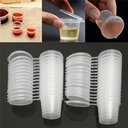 30Pcs 25ml  Disposable Sauce Cup With Cover Transparent Mini Plastic Bottle Seasoning Packaging Box Plastic Palette Reusable