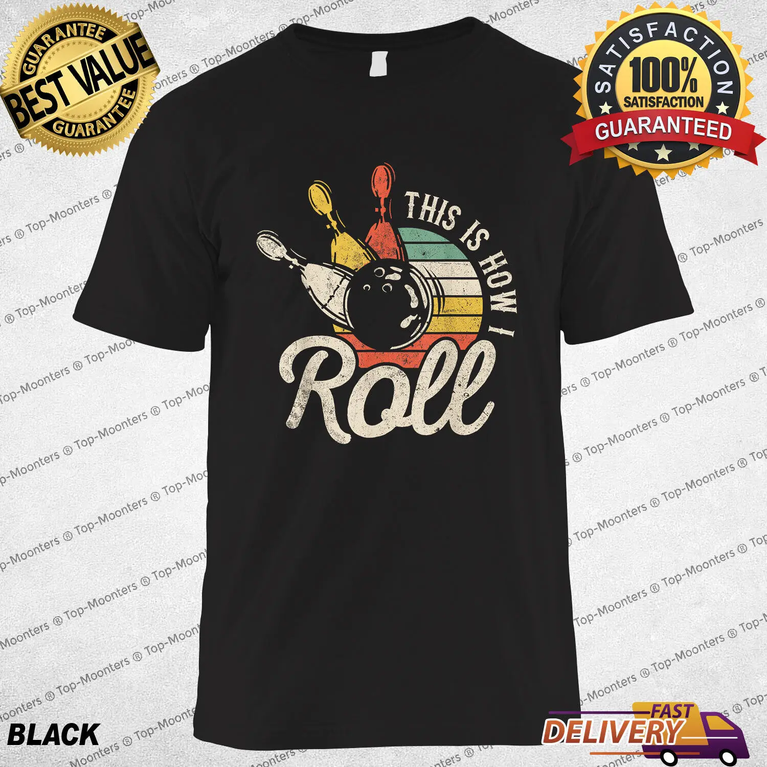 

This Is How I Roll Retro Bowling Bowler Funny Gift Cap T-Shirt for Sport Player