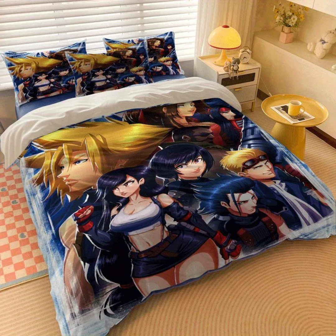 2/3pcs Claude Strife printed quilt cover set, quilt cover set includes quilt cover and pillowcases - perfect for bedroom