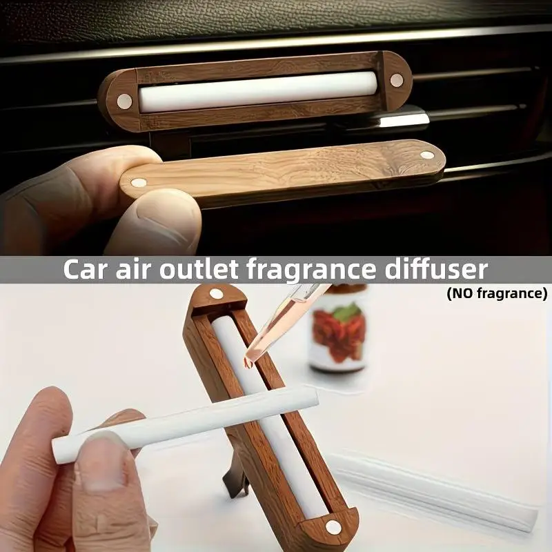 Wood Car Air Vent Diffuser Refillable Smooth Surface Clip-on Aroma Diffuser Elegant Auto Interior Decor Accessory for Women