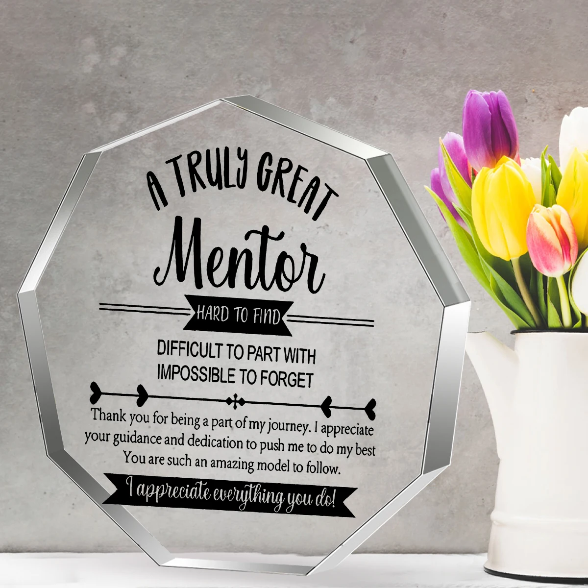 Acrylic Appreciation Plaque for Mentor - Thank You Keepsake for Counselor, Teacher, Coach, Coworker, Supervisor