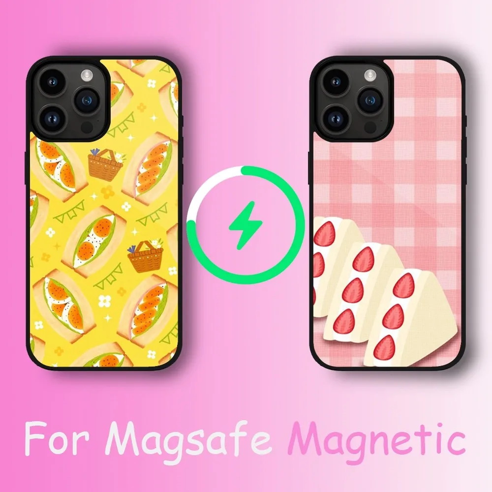 Delicious Sandwich Phone Case For iPhone 11 12 13 14 15 Max Plus Pro Wireless Magnetic Magsafe Charging Shell