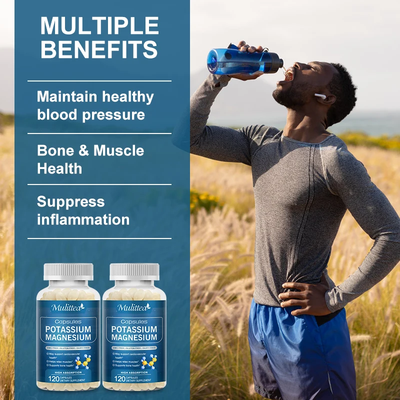 Muliitea Potassium Magnesium Capsule Relieve Twitches Muscle Cramps Regulate Sleep Quality For Adults