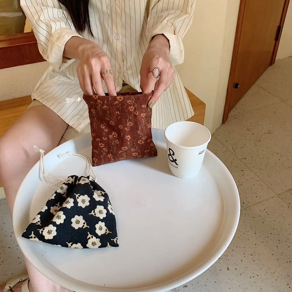 Storage Toiletry Bag Flower Stationery Bag Printing Drawstring Bundle Pocket Cosmetic Bag Makeup Bags Jewelry Storage Bag