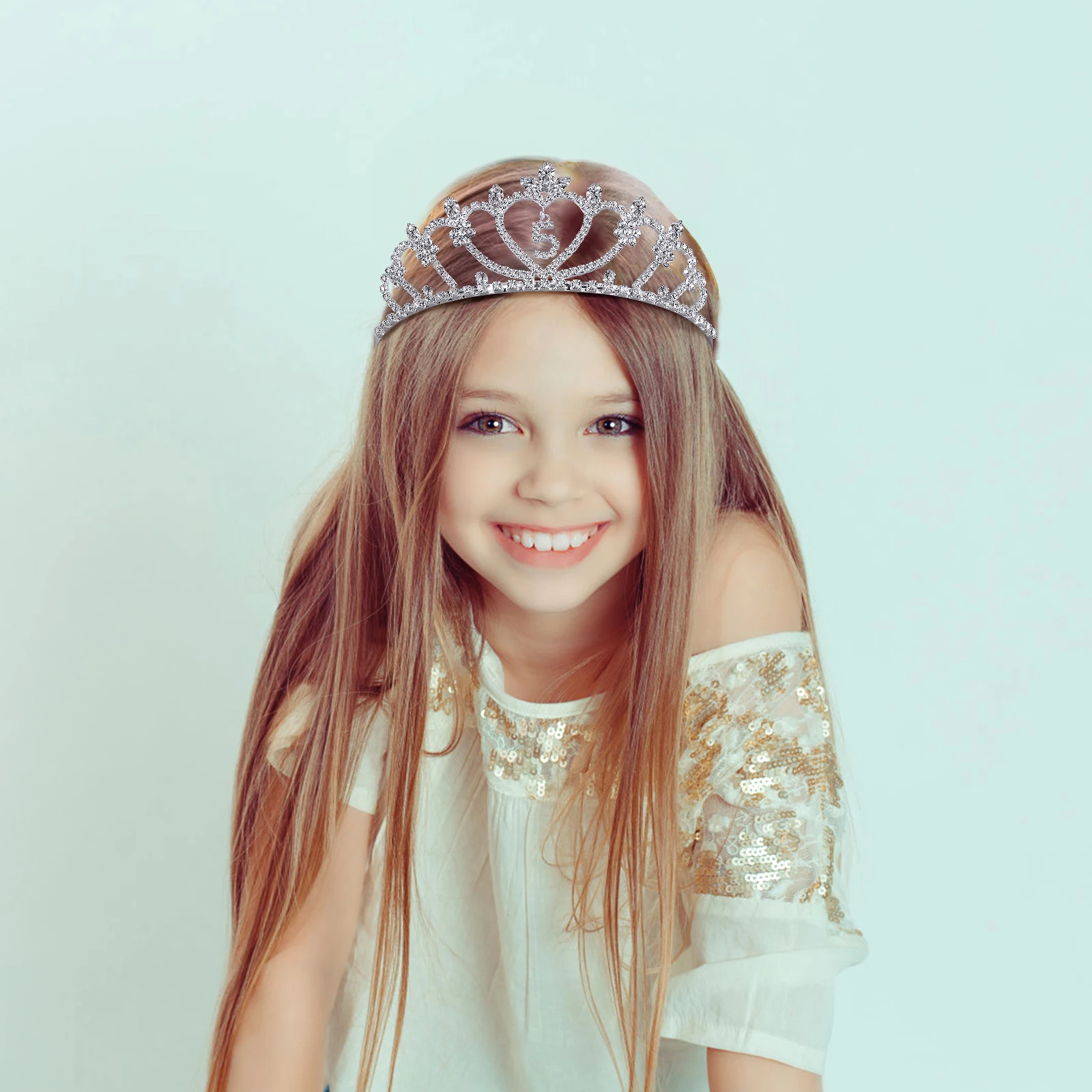 

Корона на день рождения со стразами для девочек, головной убор на 5-й день рождения, блестящие украшения для волос для девочек, детская тиара, повязка на голову, декор