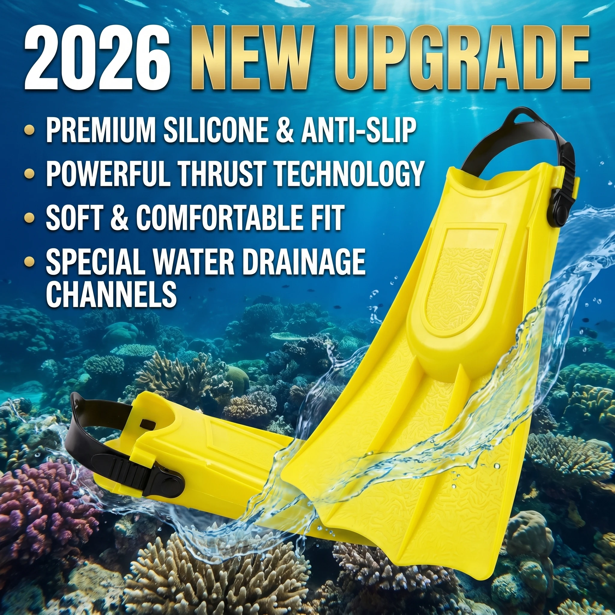 2026 New Upgrade Kids Flippers 1 Pair 4.7x7.3in EVA & PVC Diving/Swimming Flippers With Adjustable Strap Portable Replacement