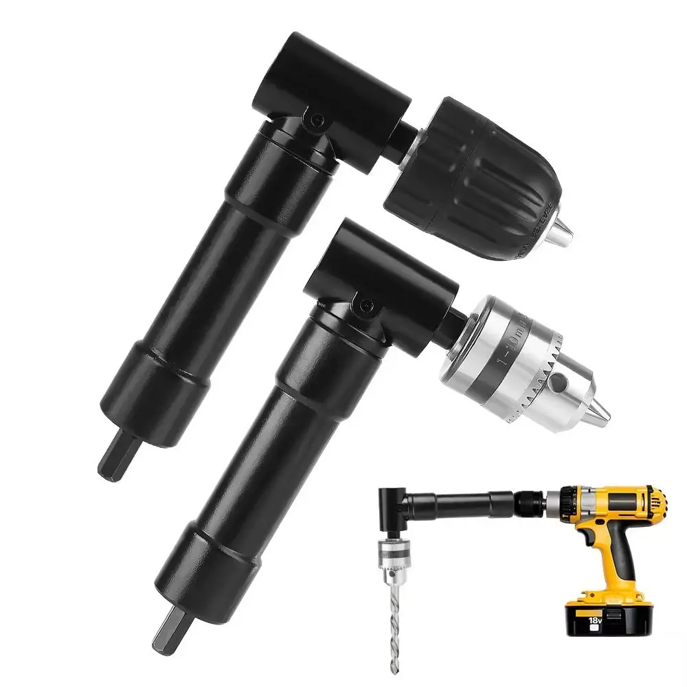 

90 Degrees Right-angle Adapter Professional Right Angle Bend Drilling Extension Chuck Black Cordless Drill Attachment