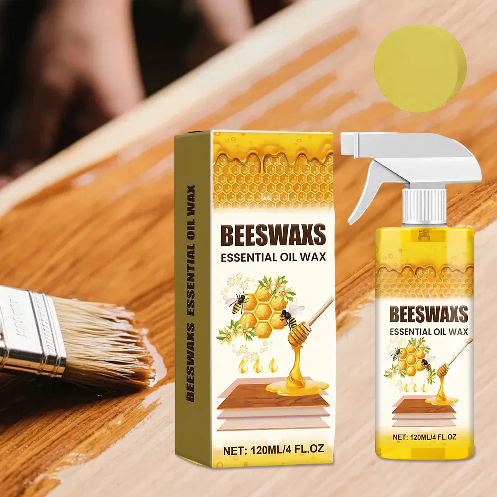 Furniture Polish Beewax Spray Scratch Wear Repair Non-Greasy Wood Cleaner Multi-Purpose Suitable for Wooden Floors and Furniture