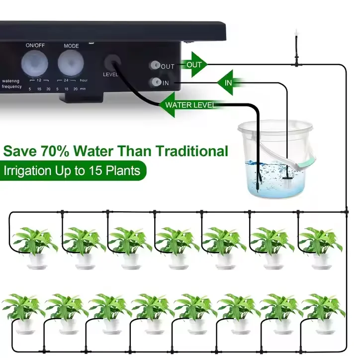 Solar Drip Irrigation System For Garden Greenhouse Water Saving Eco Kit With Timer Controller