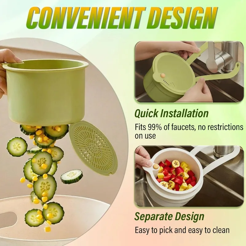 

Multi-Purpose Kitchen Sink Drain Strainer Basket with Hanging Self-Cleaning Design Storage Rack Filter Kitchen Accessories