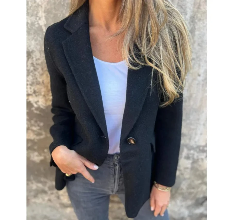 

Autumn solid colorand winter jacketcasual button popular woolen jacket