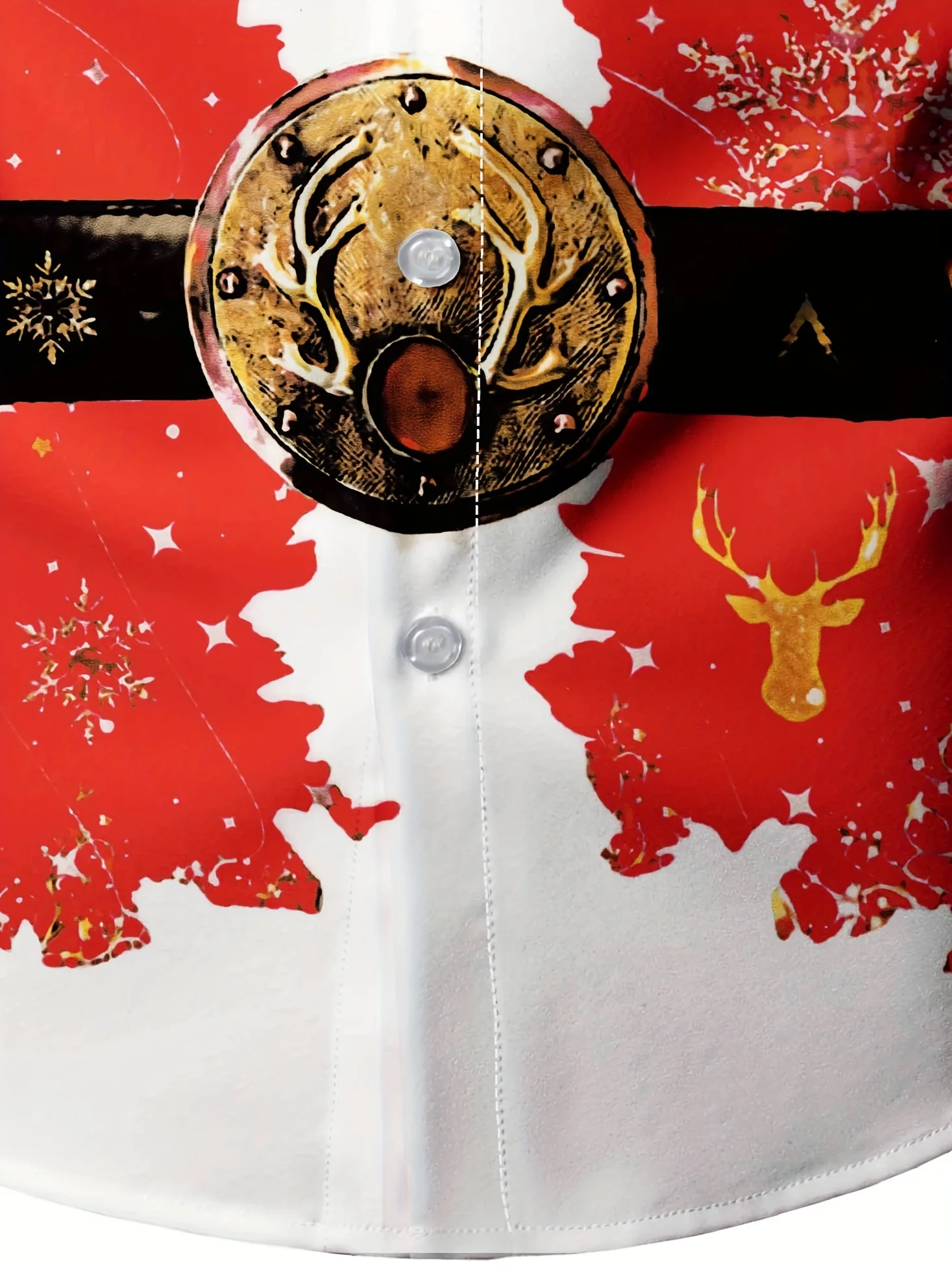 Camisa con patrón de Papá Noel para hombre, Tops con solapa, cierre de manga larga, camisas casuales para hombre, ropa de calle para vacaciones diarias