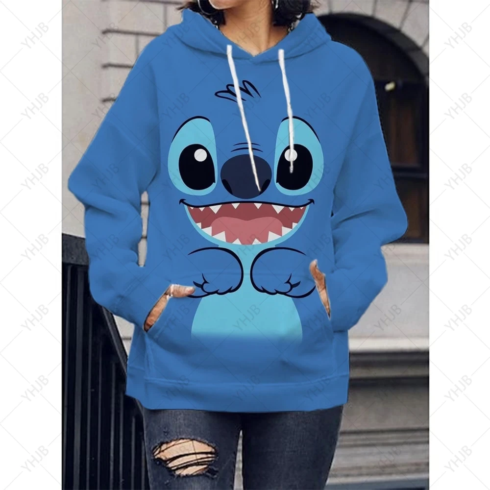 

Disney-Hoodies Femininos Lilo e Stitch Cartoon, Ohana Stitch, Streetwear Gráfico Kawaii, Tops Unisex, Camisolas Anime Feminino