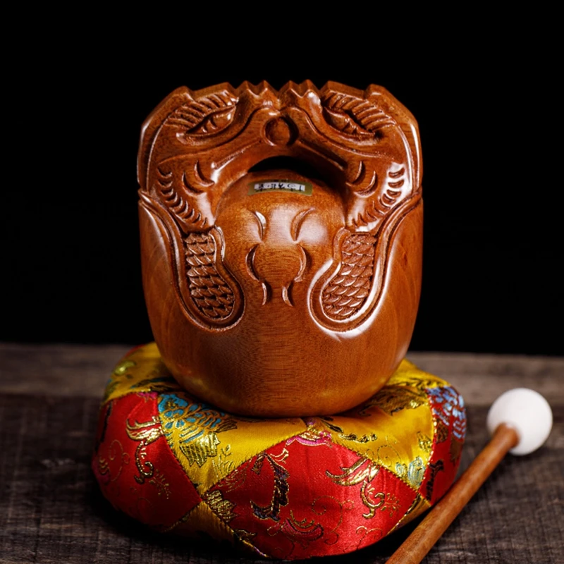 4in to14in Taiwan Red sandalwood Wooden Fish Muyu Carved Temple Block Zen Drum Buddhism Percussion