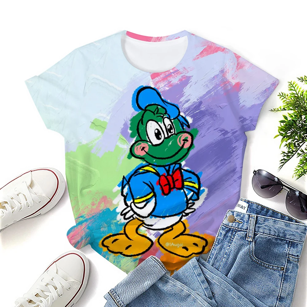 Pakaian Wanita Jahit Lucu Bukan Hari Ini Kaus Kasual Atasan Musim Panas Jahitan Y2k Kartun Kaus Wanita Atasan Mickey Mouse Mode