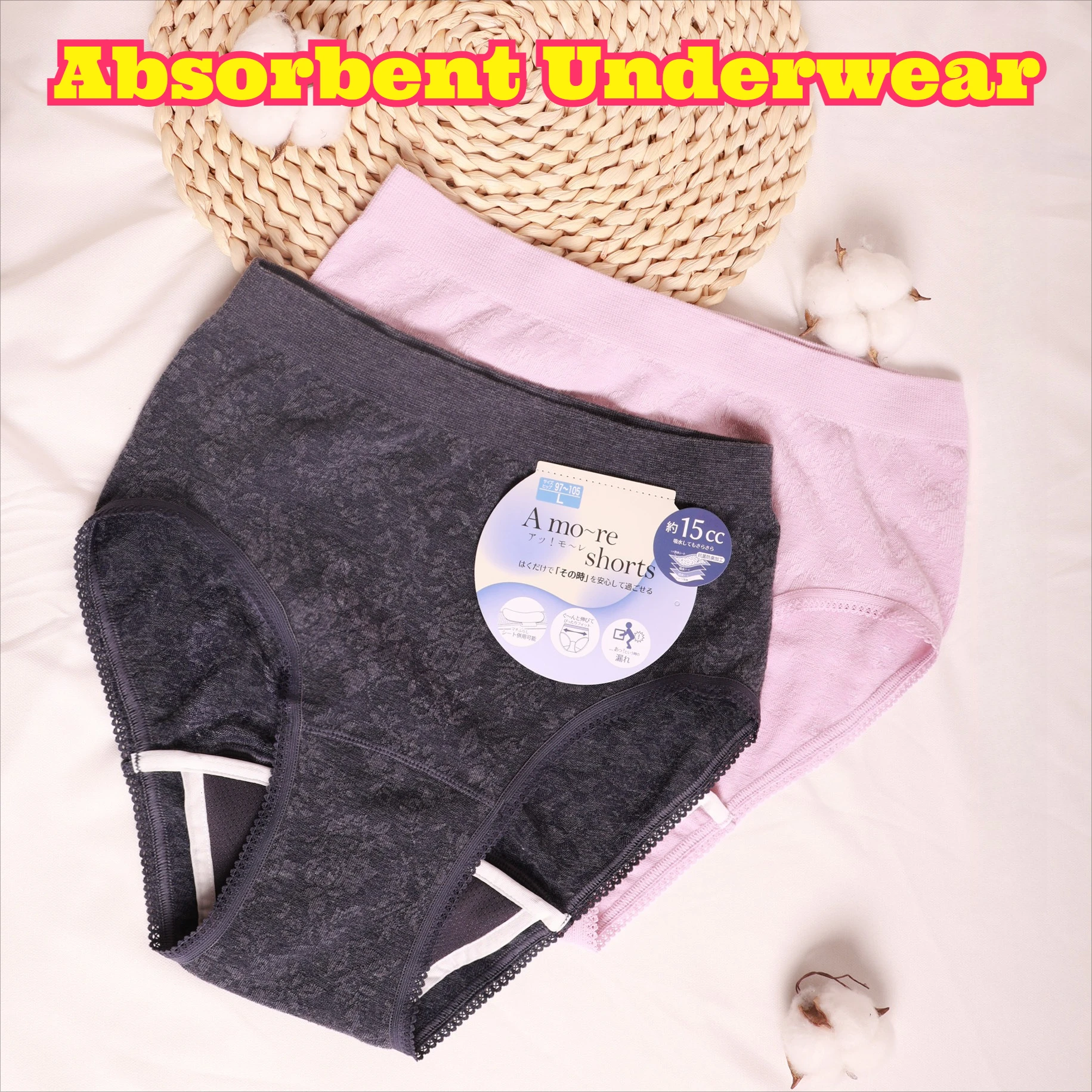 

Washable Reusable Period Panties Postpartum Women Leakproof Cotton Briefs Built Absorbent Layer Maximum Protection Daily Wear