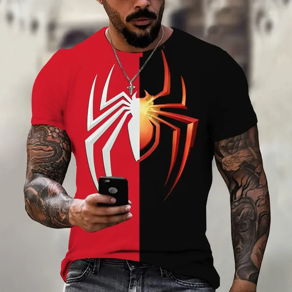 

2024 Men's 3D Print Colorful Spider Sketch T-shirt Round Neck Short Sleeve 2024 New Summer Fashion Tops Tees