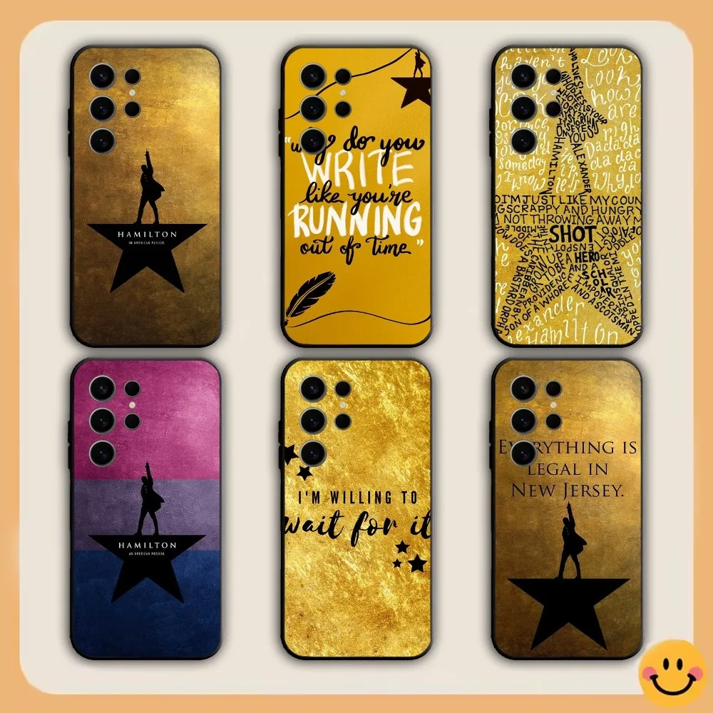 Hamilton Musical Phone Case For Samsung S21,S22,S23,S24,S30,Ultra,S20,S30,Plus,S21 Fe,Note20 5G black Cover