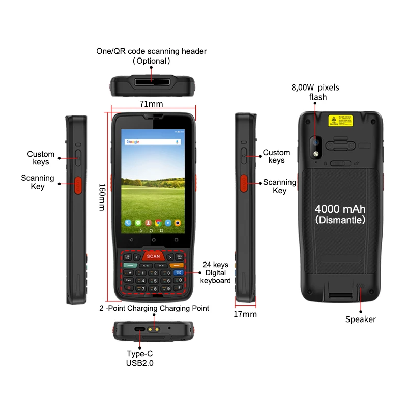 CENAVA Pro-Grade Neues Android NFC 4G Warehouse Data Collection Terminal Industrieller robuster Handheld-Android-PDA-Barcode-Scanner