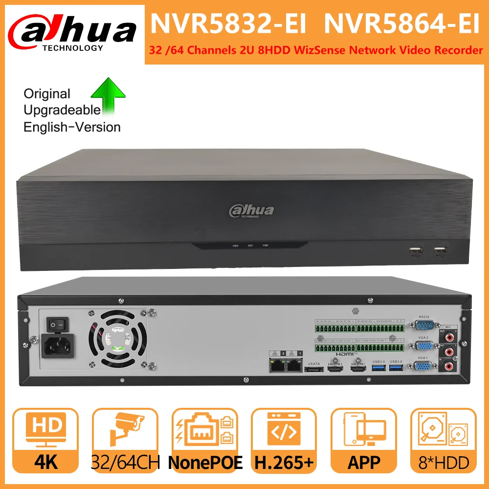 

Dahua NVR 32CH 64 CH 2U 8HDDs WizSense Network Video Recorder NVR5832-EI NVR5864-EI Human Vehicle Face Detection Recognition