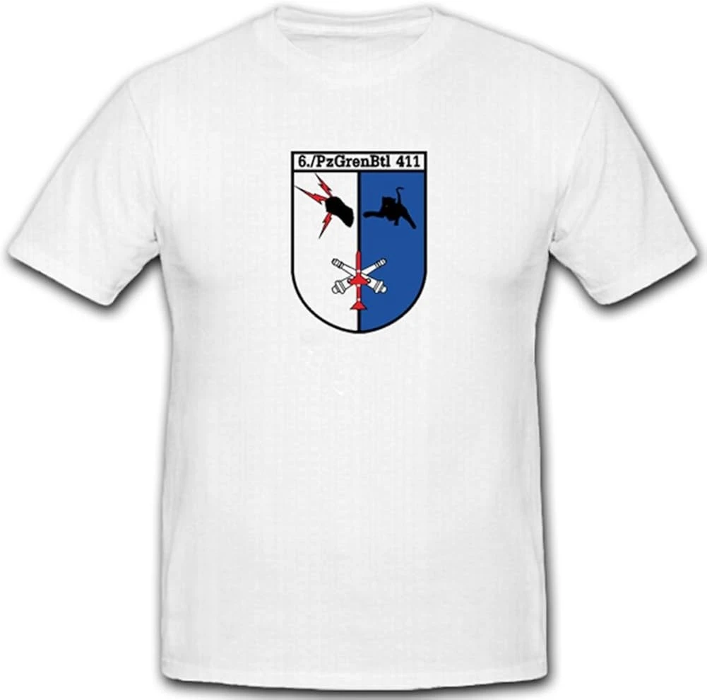 Copytec 6th and PzGrenBtl 411 armored infantry battalions,  Army military emblem badge cotton short-sleeved T-shirts.
