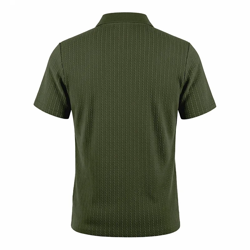 Europäisches und amerikanisches Sommer-Herren-Polohemd mit lockerem Jacquard-Strickmuster, geknöpft, kurzärmelig, auf Lager – Detail 37
