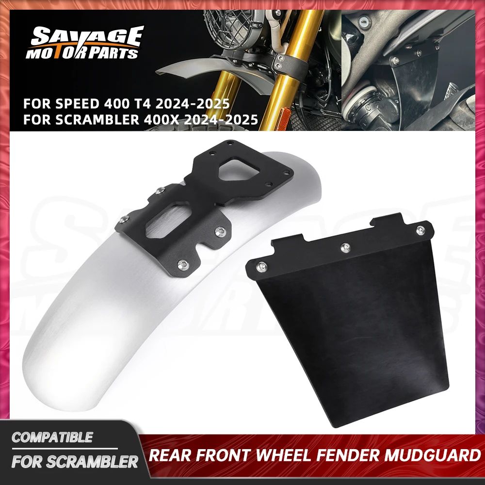 

For Scrambler 400X Fender Front Cover Back Mudguard Splash Guard Protector FOR Speed 400 T4 2024-2025 Motorcycle Extend Extender
