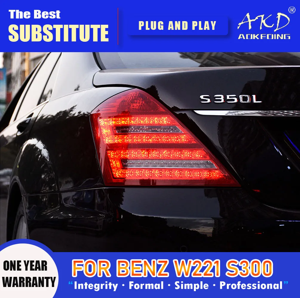 AKD Tail Lamp for Benz W221 LED Tail Light 2006-2013 S300 S400 Rear Fog Brake Turn Signal Automotive Accessories