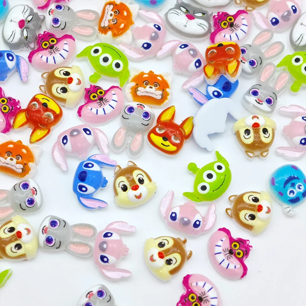 50Pcs Mini Cartoon Animal Cute Nail Charms 3D Resin Big Eared Monster Fox Rabbit DIY Scrapbook Nail Phone Case Crafts Deco Parts