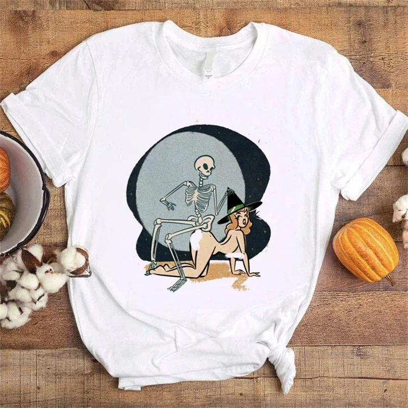 

Новинка 2024, летняя одежда, модная женская футболка в стиле 90-х с коротким рукавом для праздника, Хэллоуина, повседневная женская футболка с графическим рисунком