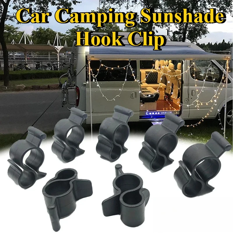 

10Pcs Camping Awning Hook Clips RV Traveling Tent Clip Light Hanger Multi-use Caravan Camper String Light Rope Clamp Tent Hooks