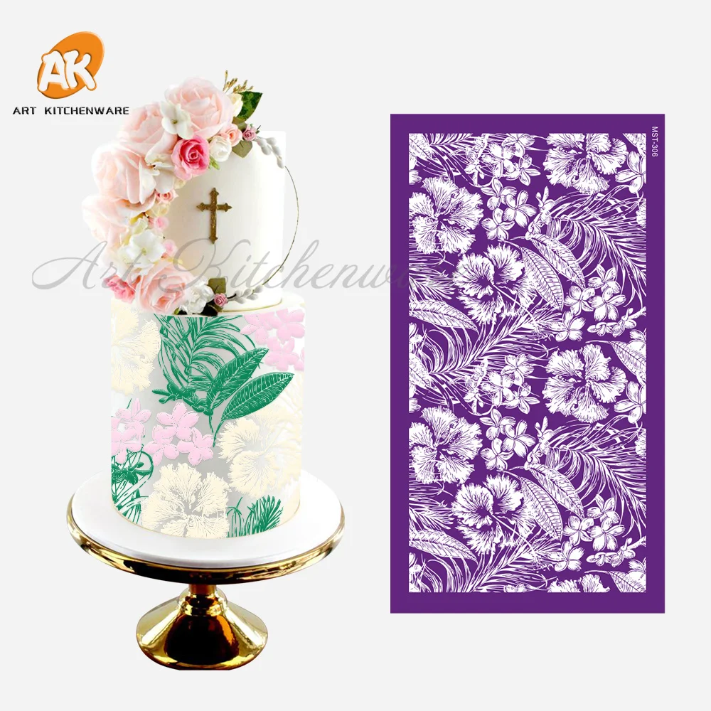 Flower and Garden Mesh Stencil For Wedding Cake Border Stencils Fondant Lace Mould Cake Decorating Tool Cake Mold