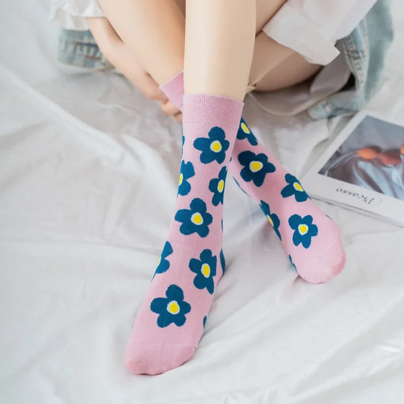 Autumn Winter Sock Women Korea Style Flower Pattern Print Short Socks Cute Streetwear Girls Fashion Women Socks носки женские